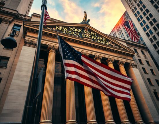 The New York Stock Exchange building on Wall Street, a symbol of financial markets under regulatory scrutiny.