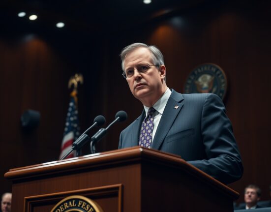 Federal Reserve Governor Christopher Waller speaking at a podium during an economic conference.