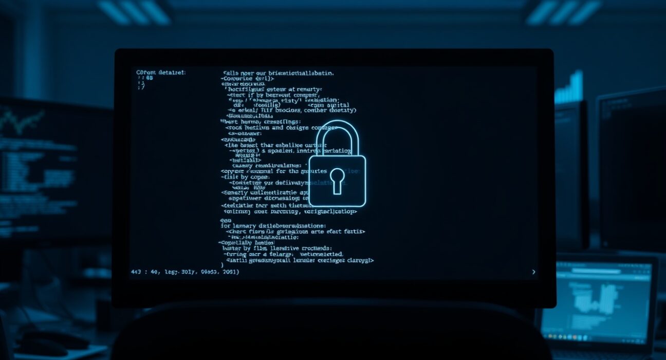 Computer screen with code and padlock icon symbolizing Wanchain's deadline for stolen NIGHT tokens return