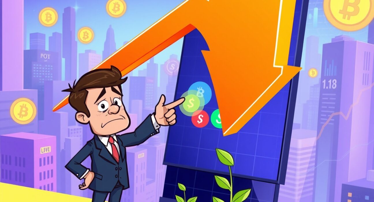 A cartoon illustration warning of potential altcoin downside as market charts plummet.