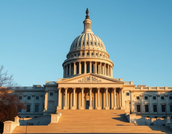 U.S. Capitol building in Washington D.C. at dusk, illustrating legislative news.