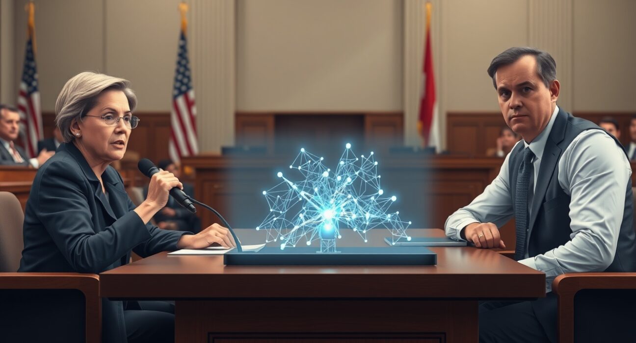 Senator Elizabeth Warren confronting Pentagon over AI ethics and Anthropic retaliation allegations in a government hearing.