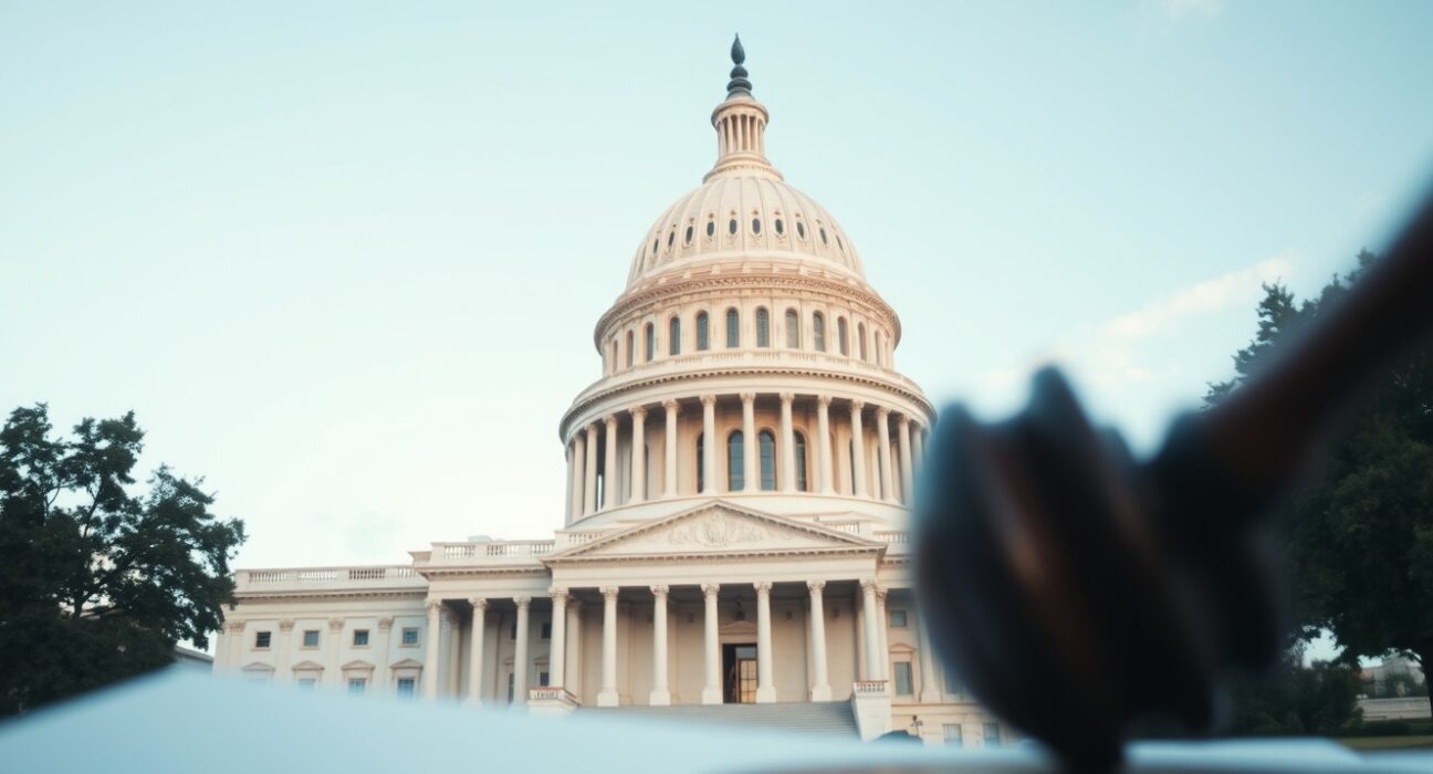 U.S. Capitol building under clear sky, representing legislative scrutiny of Trump family crypto business.