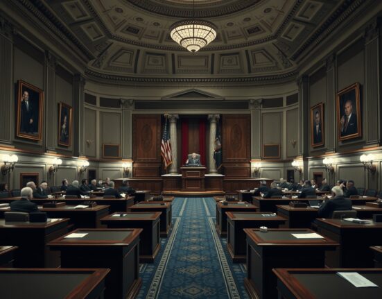U.S. Senate chamber during a confirmation vote, with senators seated at desks.