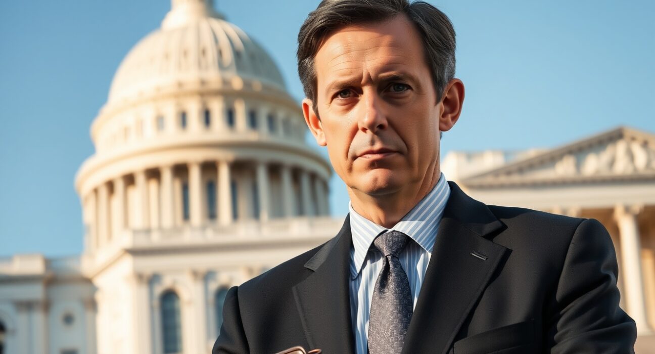 Federal Reserve nominee Kevin Warsh at US Capitol emphasizing central bank independence during confirmation hearings.