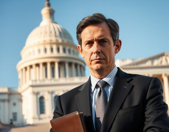Federal Reserve nominee Kevin Warsh at US Capitol emphasizing central bank independence during confirmation hearings.
