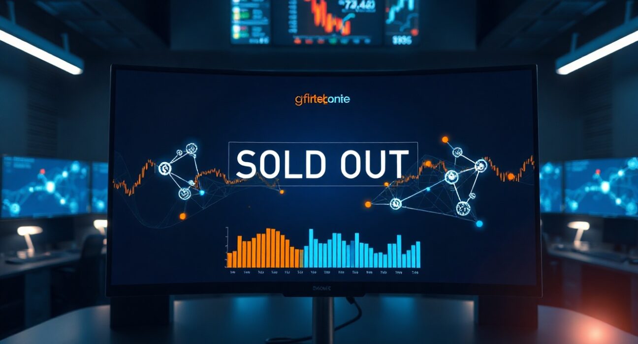 Digital trading dashboard showing a sold-out SpaceX pre-IPO share sale on the Sui blockchain