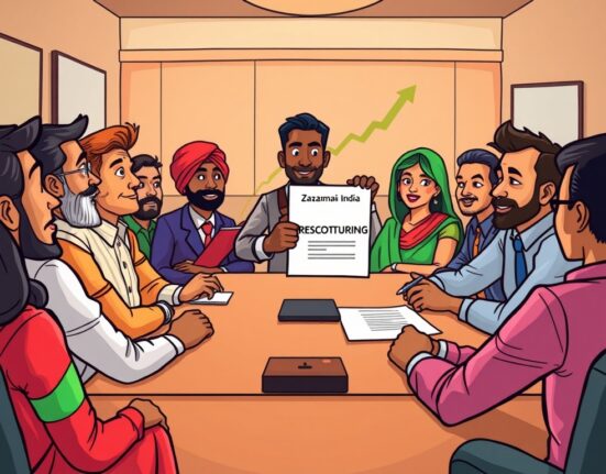 Cartoon illustration showing a positive agreement on the WazirX restructuring plan for user compensation.