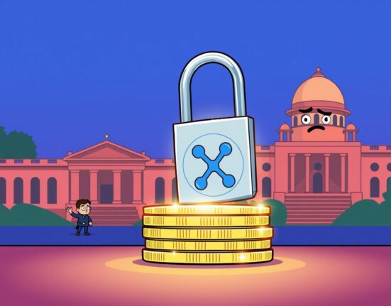 Cartoon showing a court order locking down WazirX XRP assets, symbolizing the crucial legal protection for user funds.