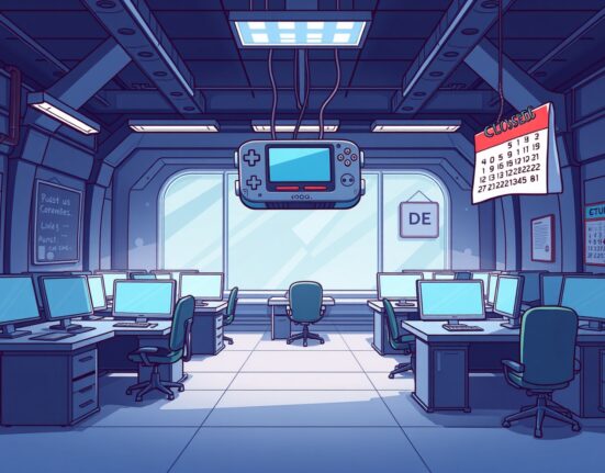 A vibrant cartoon of a closed Web3 gaming studio, symbolizing operational halt and funding challenges.