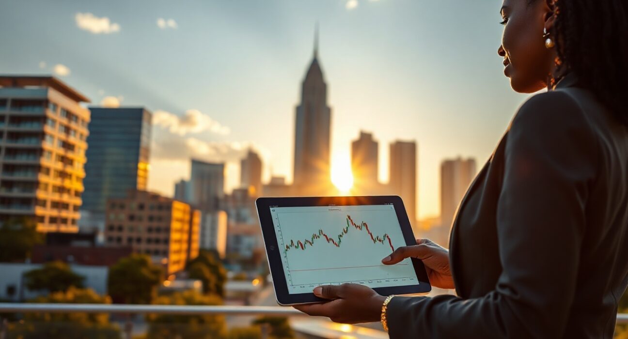 Weltrade launches in South Africa under FSCA licence – Johannesburg skyline and professional trader