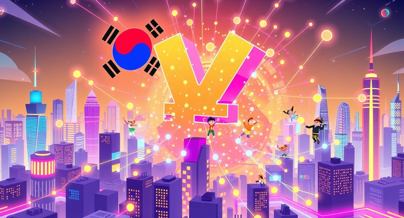 Won-pegged stablecoin blockchain technology transforming digital currency landscape with vibrant network connections