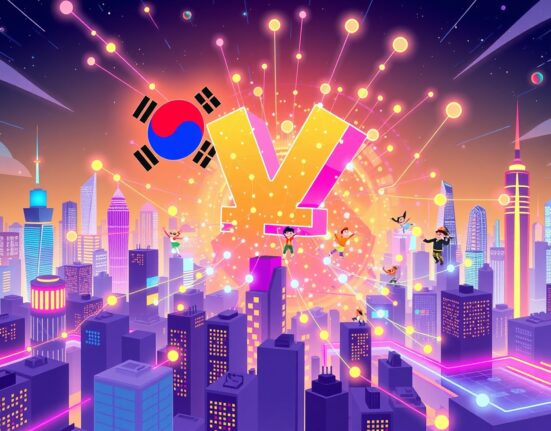 Won-pegged stablecoin blockchain technology transforming digital currency landscape with vibrant network connections