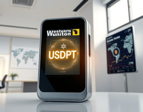 Western Union stablecoin USDPT digital payment terminal with Solana blockchain and SWIFT network integration