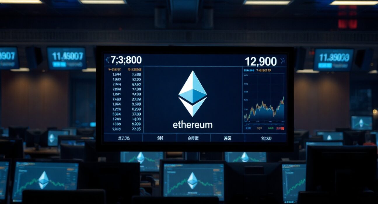 Ethereum symbol displayed on a trading screen in a modern exchange environment