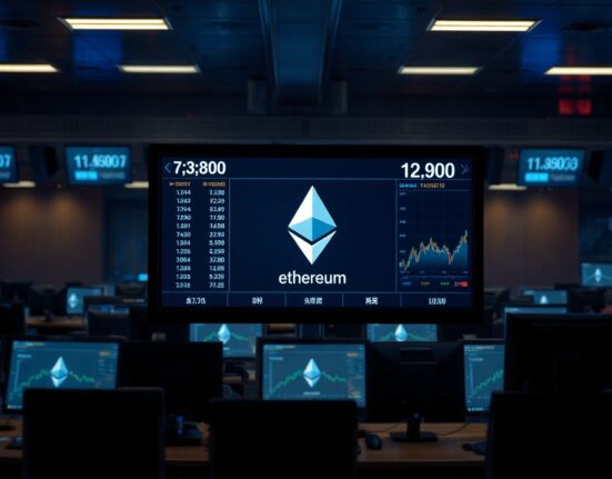 Ethereum symbol displayed on a trading screen in a modern exchange environment