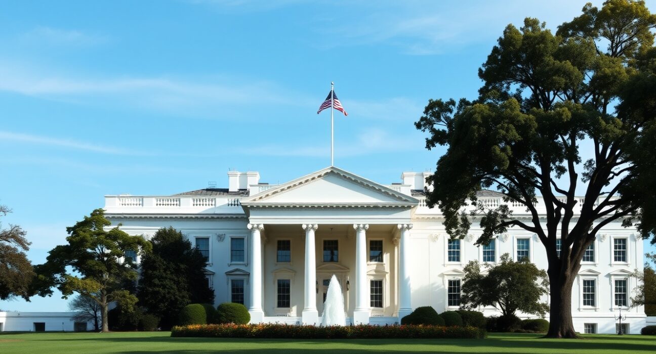 White House building on a sunny day, symbolizing U.S. government and policy decisions.