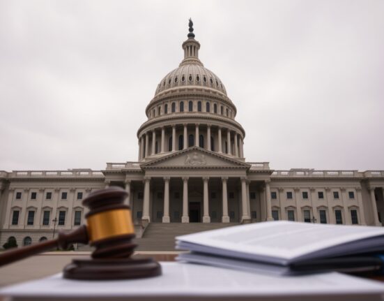 U.S. Capitol building under overcast sky, symbolizing political dispute over SEC and CFTC nominations.