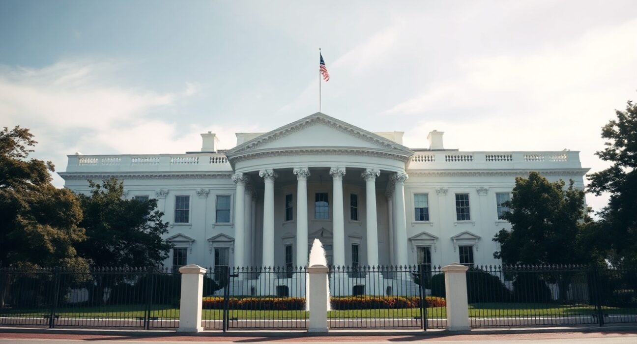 White House building exterior on a clear day, symbolizing U.S. government diplomatic stance.