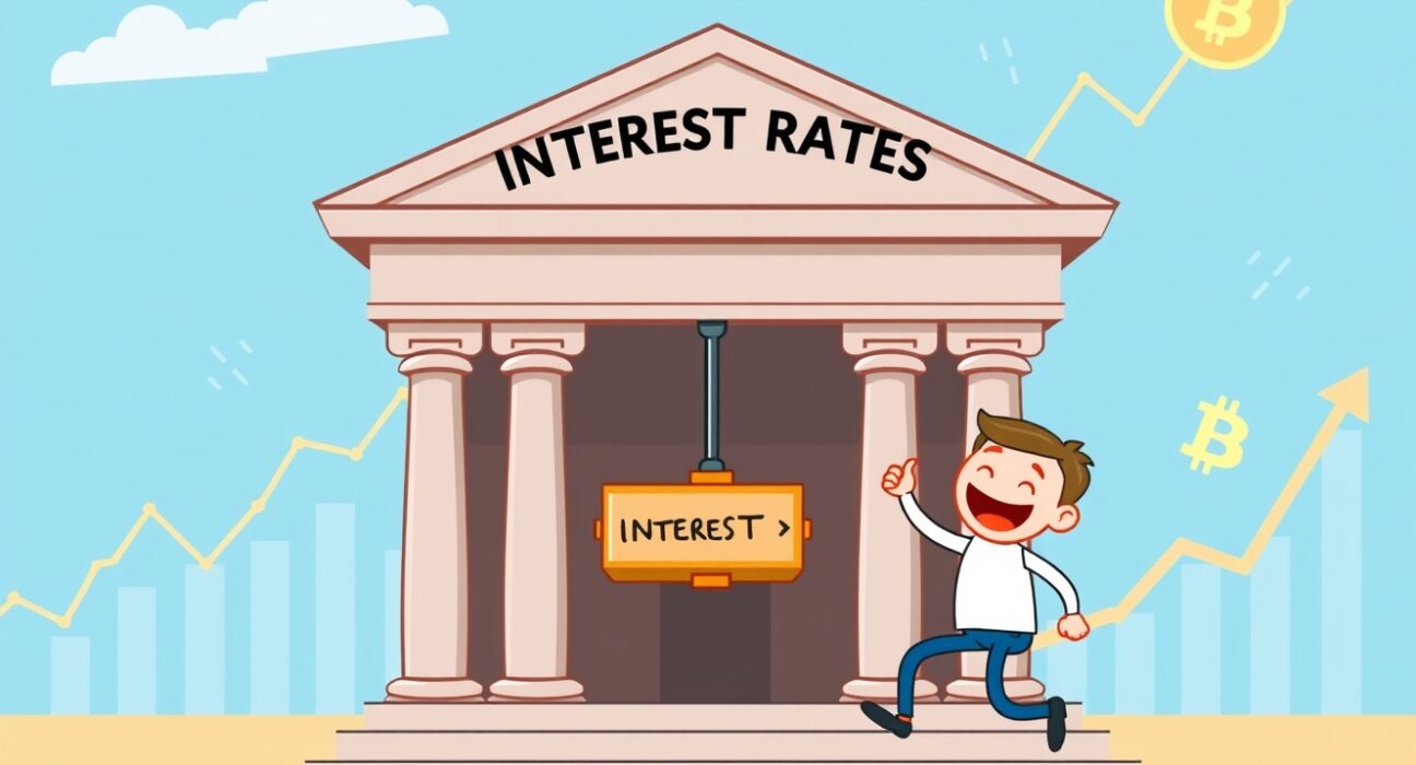 Cartoon of the Federal Reserve having plenty of room for decisive rate cuts to stimulate the economy.