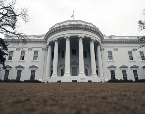 The White House in Washington D.C. on an overcast day, symbolizing economic policy decisions.