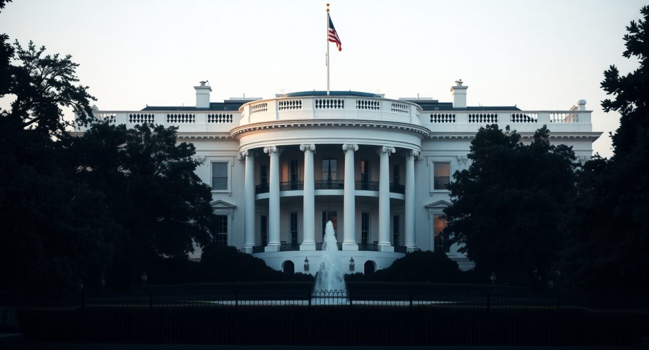 White House building in Washington, D.C., on a clear day, representing national security decision-making.