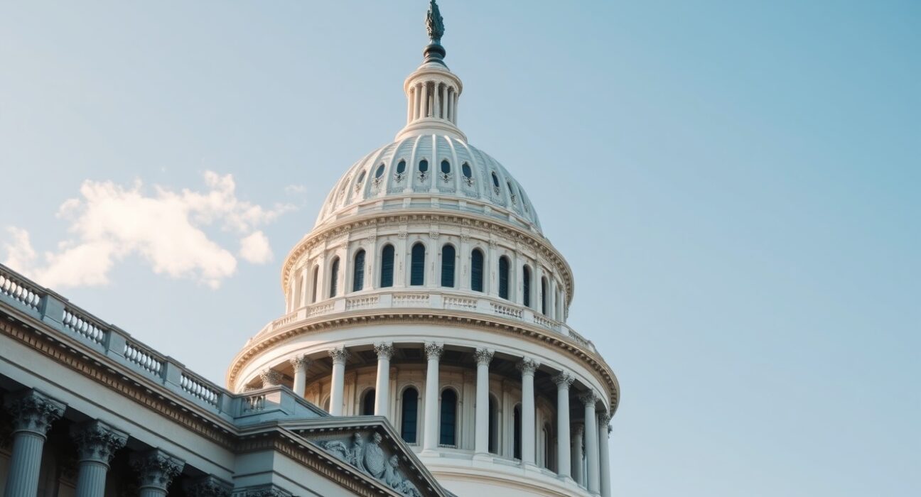 U.S. Capitol building under a clear sky, symbolizing ongoing legislative negotiations on the CLARITY Act.