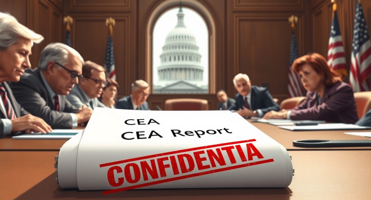 Congressional hearing on White House stablecoin interest report with lawmakers and confidential document