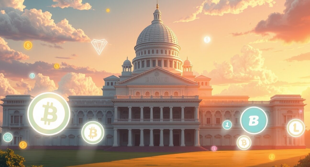 White House stablecoin yields meeting with major banks and cryptocurrency firms discussing digital asset regulation