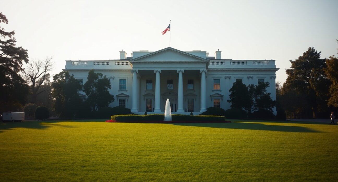 White House building exterior in Washington, D.C., under afternoon sunlight