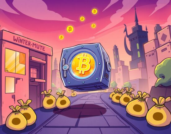 Wintermute cbBTC transfer visualized as digital assets moving between crypto entities