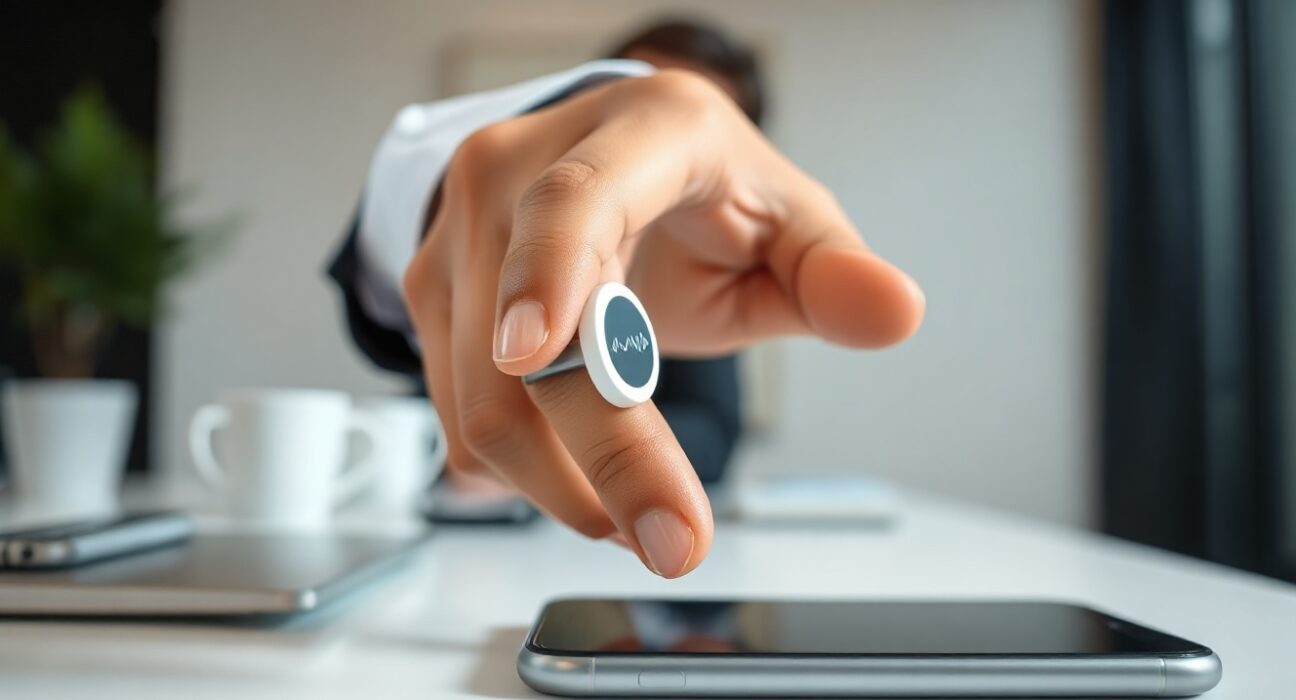 Wispr AI dictation app interface on a smartphone in a modern office