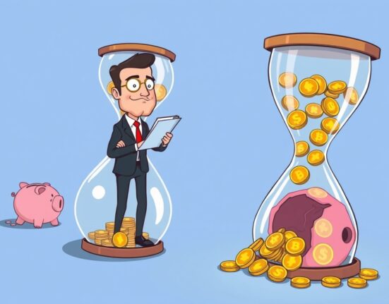 Cartoon showing 3AC liquidator Teneo managing WLD sales from an hourglass, symbolizing controlled asset offloading during bankruptcy.