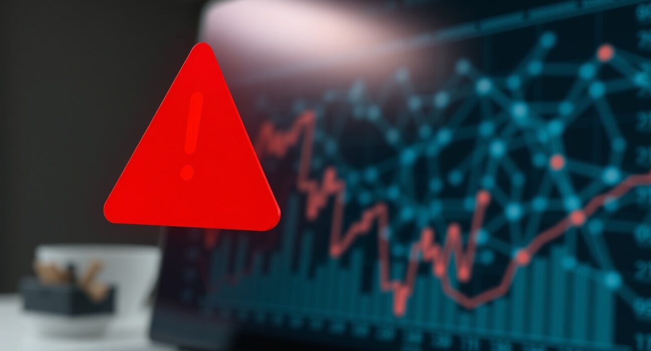 Digital dashboard warning symbol representing the WLFI DeFi liquidity crisis and withdrawal freeze risk.
