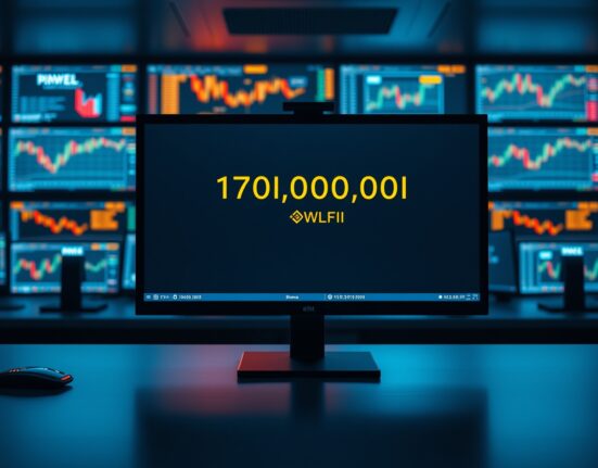 Cryptocurrency exchange monitor showing a large WLFI token deposit transaction on Binance.