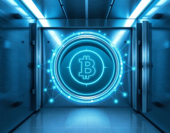 Digital representation of USD1 stablecoin in a secure bank vault setting