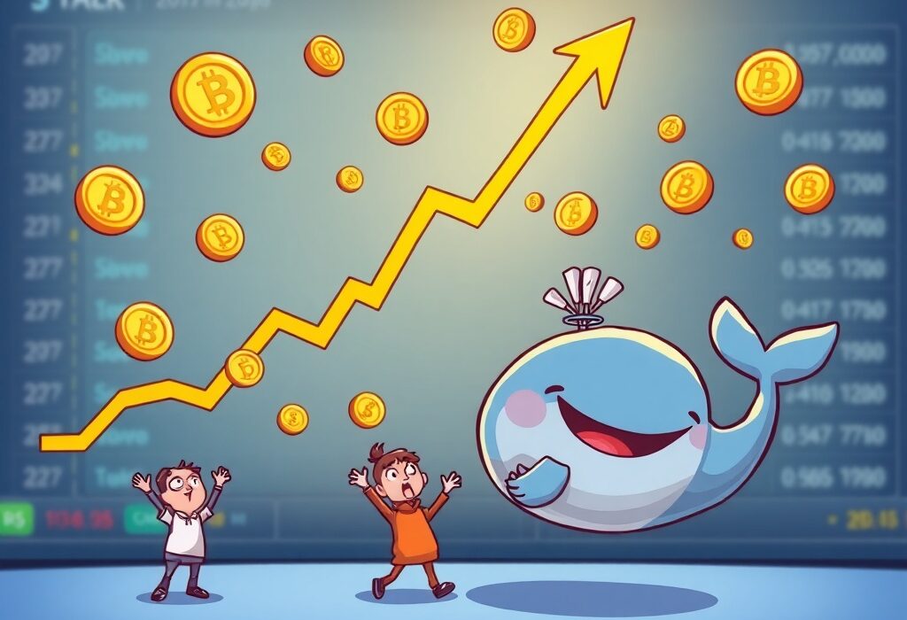 A vibrant cartoon illustrating the remarkable WLFI pre-market surge, showing a chart line skyrocketing and excited traders.