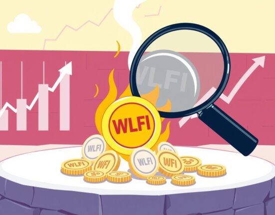 Cartoon showing WLFI tokens being burned, symbolizing the World Liberty Financial's strategic WLFI token burn program to enhance value.