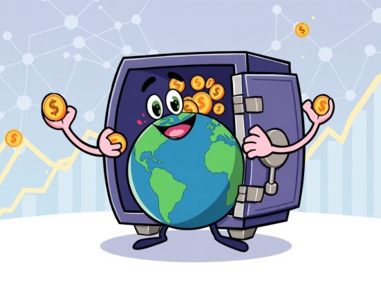 A vibrant cartoon illustrating the successful WLFI token buyback injecting value and confidence into the ecosystem.