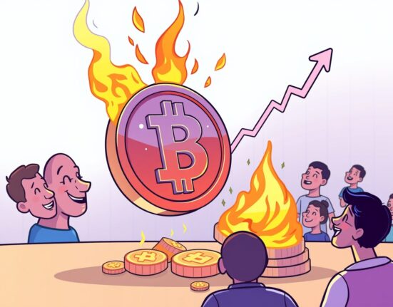 A cartoon illustration showing the positive impact of WLFI token buyback on token value and community engagement.