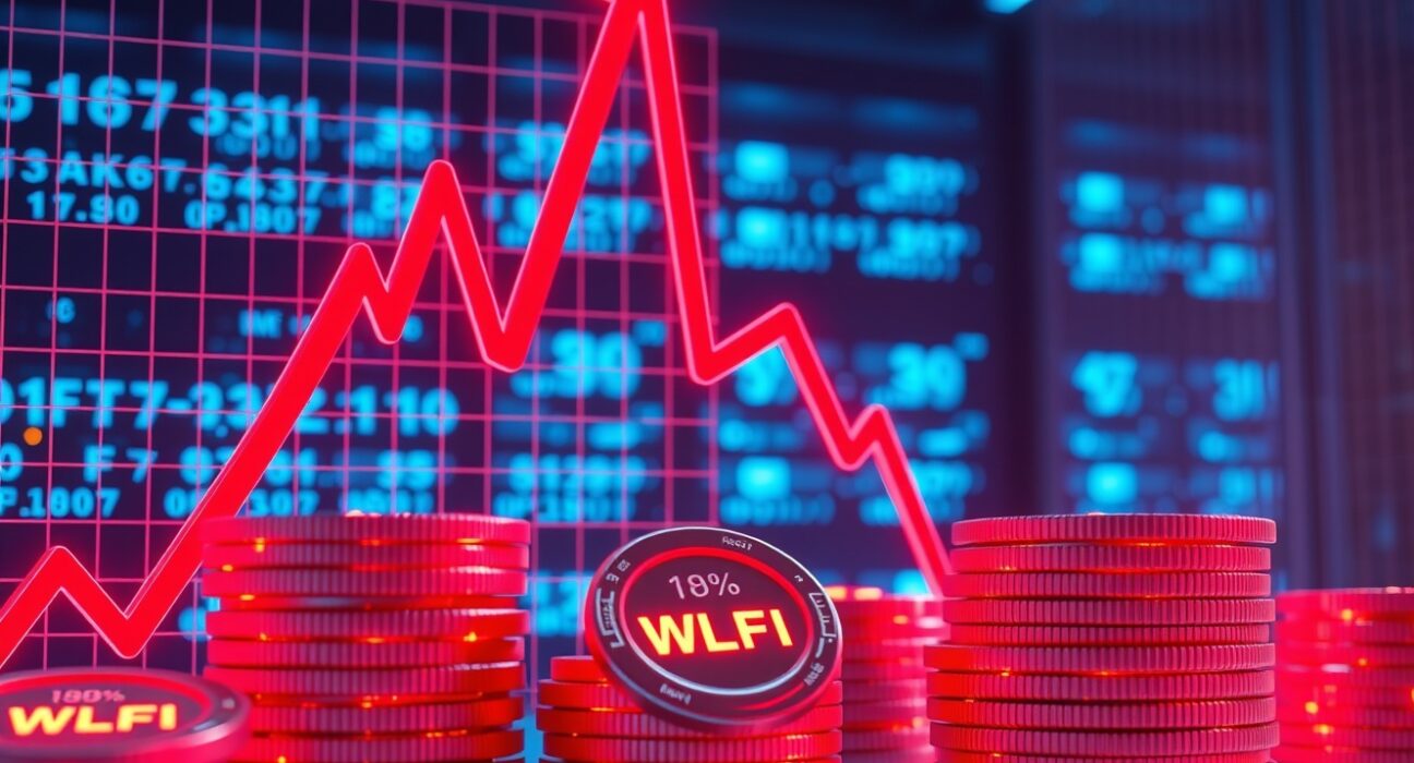 WLFI token price crash visualization showing dramatic decline after controversial DeFi loan strategy