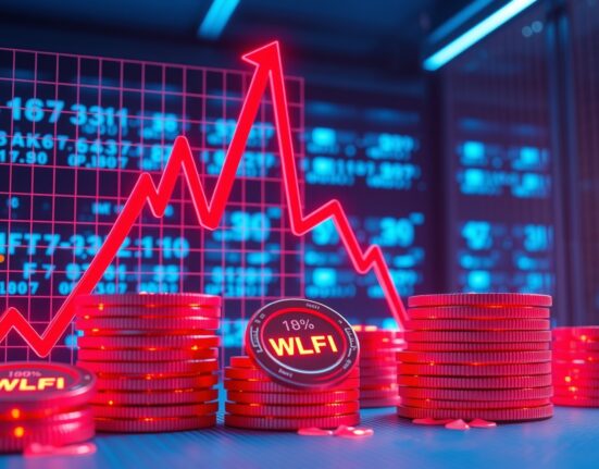 WLFI token price crash visualization showing dramatic decline after controversial DeFi loan strategy