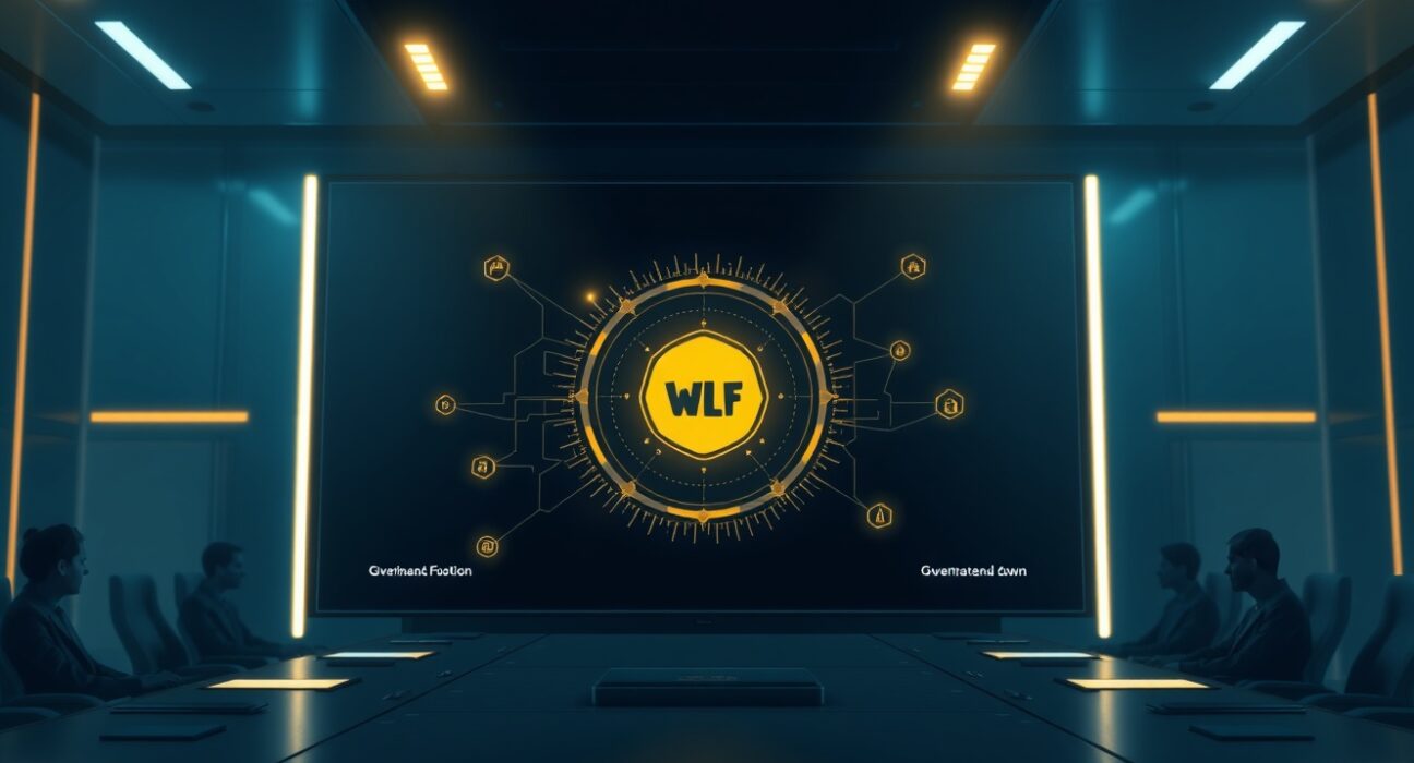 WLFI token governance vote interface with lock and burn symbols representing the proposal to delay unlocks and burn 10% supply.