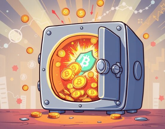 A digital vault opening, releasing WLFI tokens, symbolizing the upcoming WLFI token unlock and trading commencement.