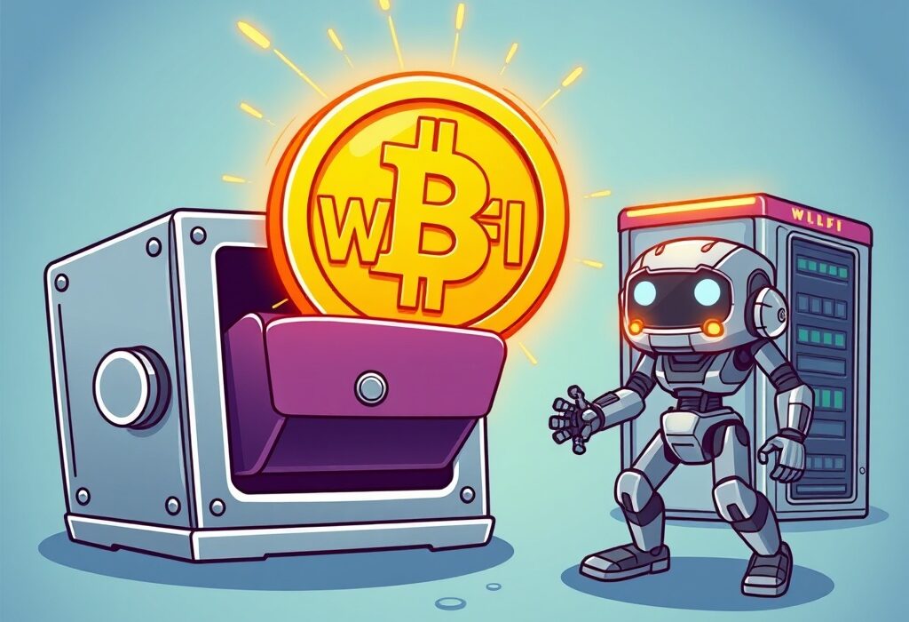 A cartoon illustration showing a significant WLFI transfer from a multi-sig wallet to a secure BitGo custody platform, hinting at future developments.