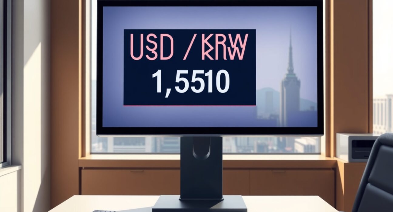 USD/KRW exchange rate hitting 1,510 on trading screen showing won-dollar currency pair