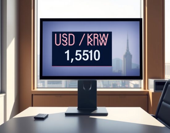 USD/KRW exchange rate hitting 1,510 on trading screen showing won-dollar currency pair