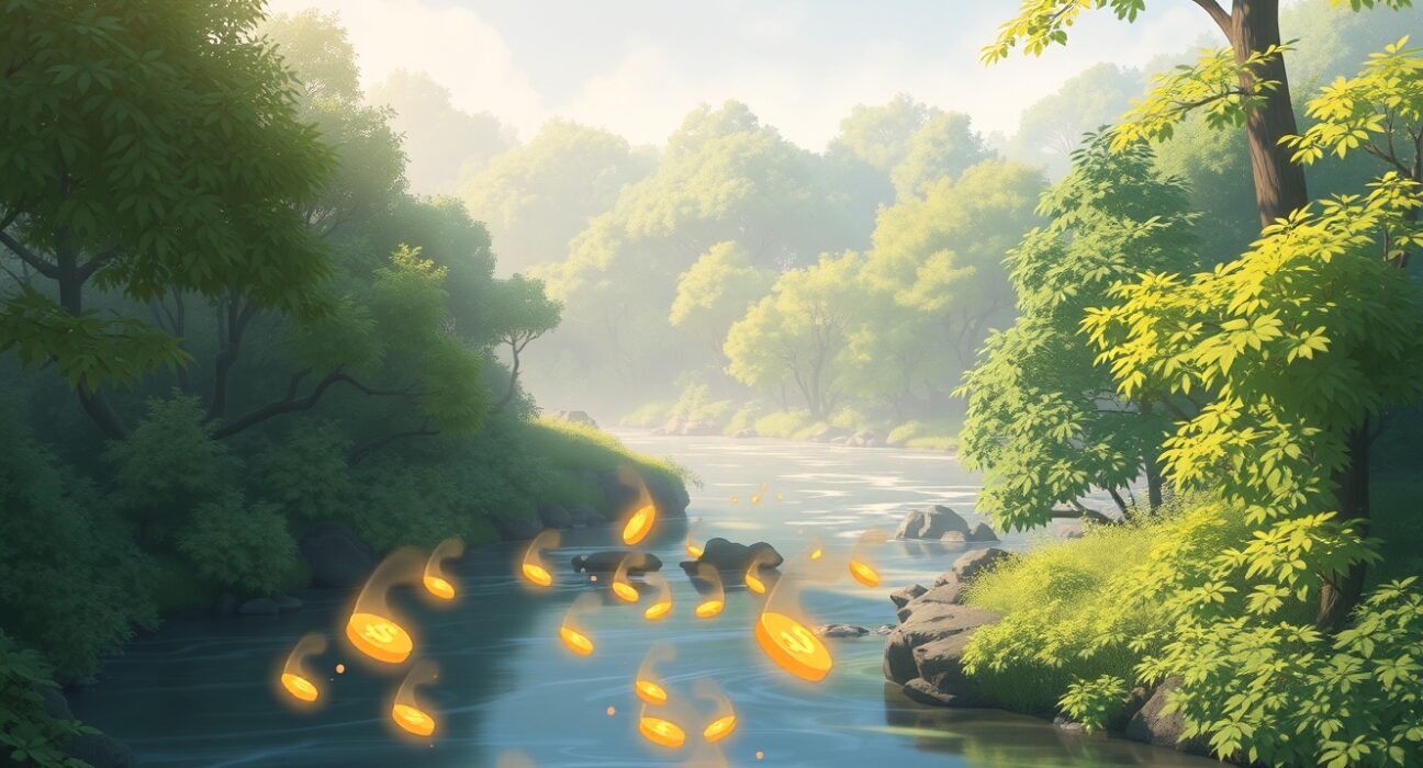 Conceptual Ghibli-style art representing the WOO token burn and its impact on digital asset scarcity.