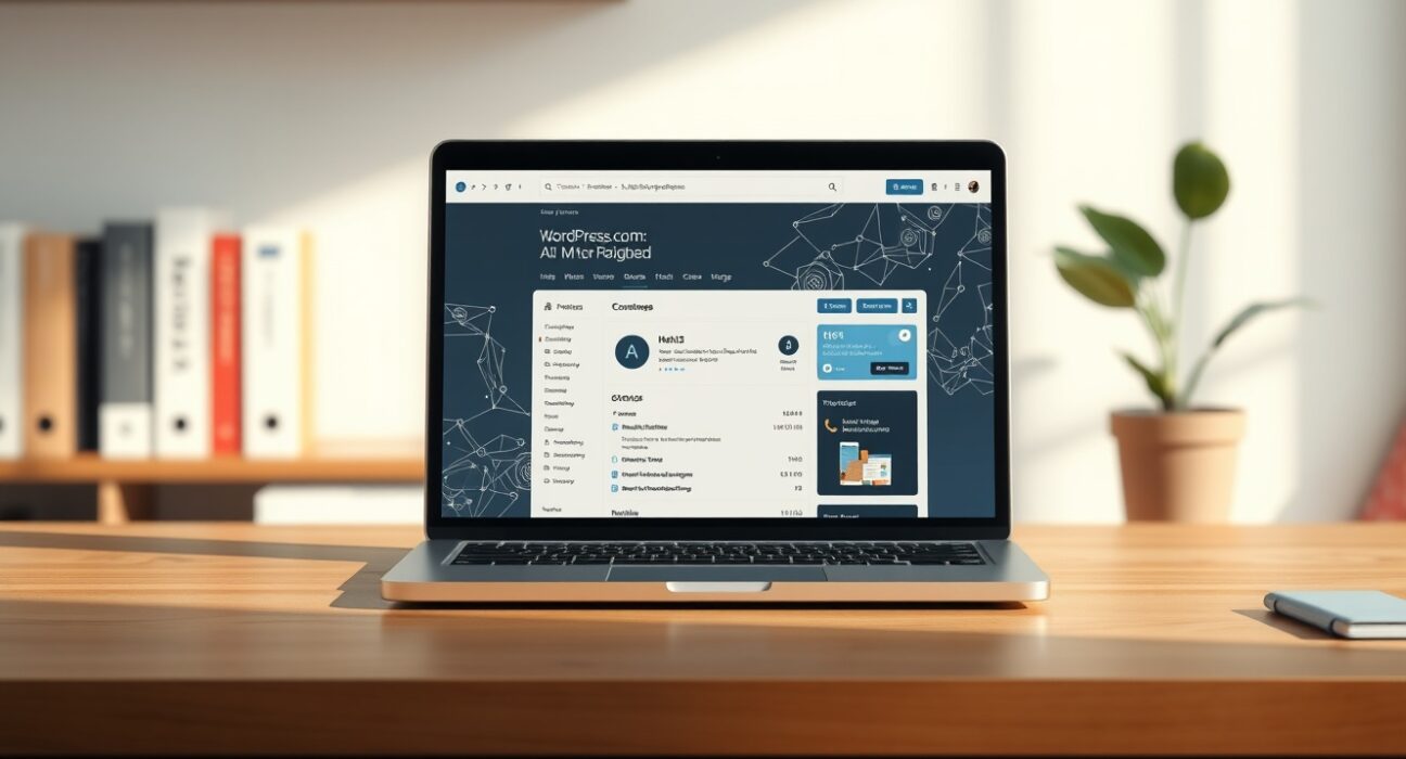 WordPress.com dashboard with AI integration for automated content publishing and website management.
