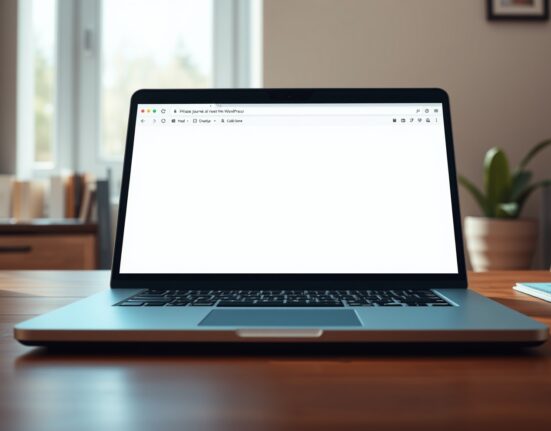 WordPress my.WordPress.net private workspace interface on laptop for personal publishing